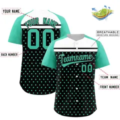 Black Bright Green-White Raglan Star Print Baseball Jersey 2