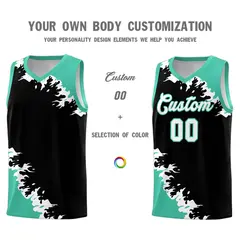 Black Bright Green-White Sparkle Pattern Basketball Kits 3