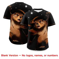 Black Brown Cream Animal Graffiti Pattern Baseball Jersey 7