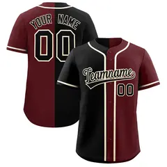 Black Burgundy Two Tone Gradient Fashion Baseball Jersey 1