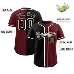 Black Burgundy Two Tone Gradient Fashion Baseball Jersey 2