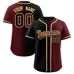 Black Burgundy Two Tone Gradient Fashion Baseball Jersey 1