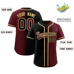 Black Burgundy Two Tone Gradient Fashion Baseball Jersey 2