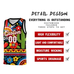 Black Cactus Mexican Colors Graffiti Basketball Jersey 2