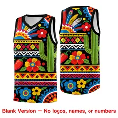 Black Cactus Mexican Colors Graffiti Basketball Jersey 6