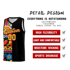 Black Cactus Mexican Colors Graffiti Basketball Jersey 2