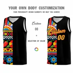 Black Cactus Mexican Colors Graffiti Basketball Jersey 4