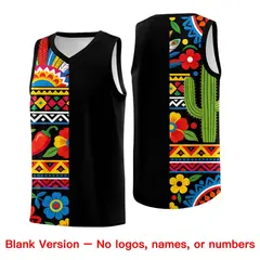 Black Cactus Mexican Colors Graffiti Basketball Jersey 6
