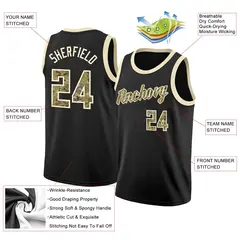 Black Camo-Cream Classic Athletic Basketball Jersey 2