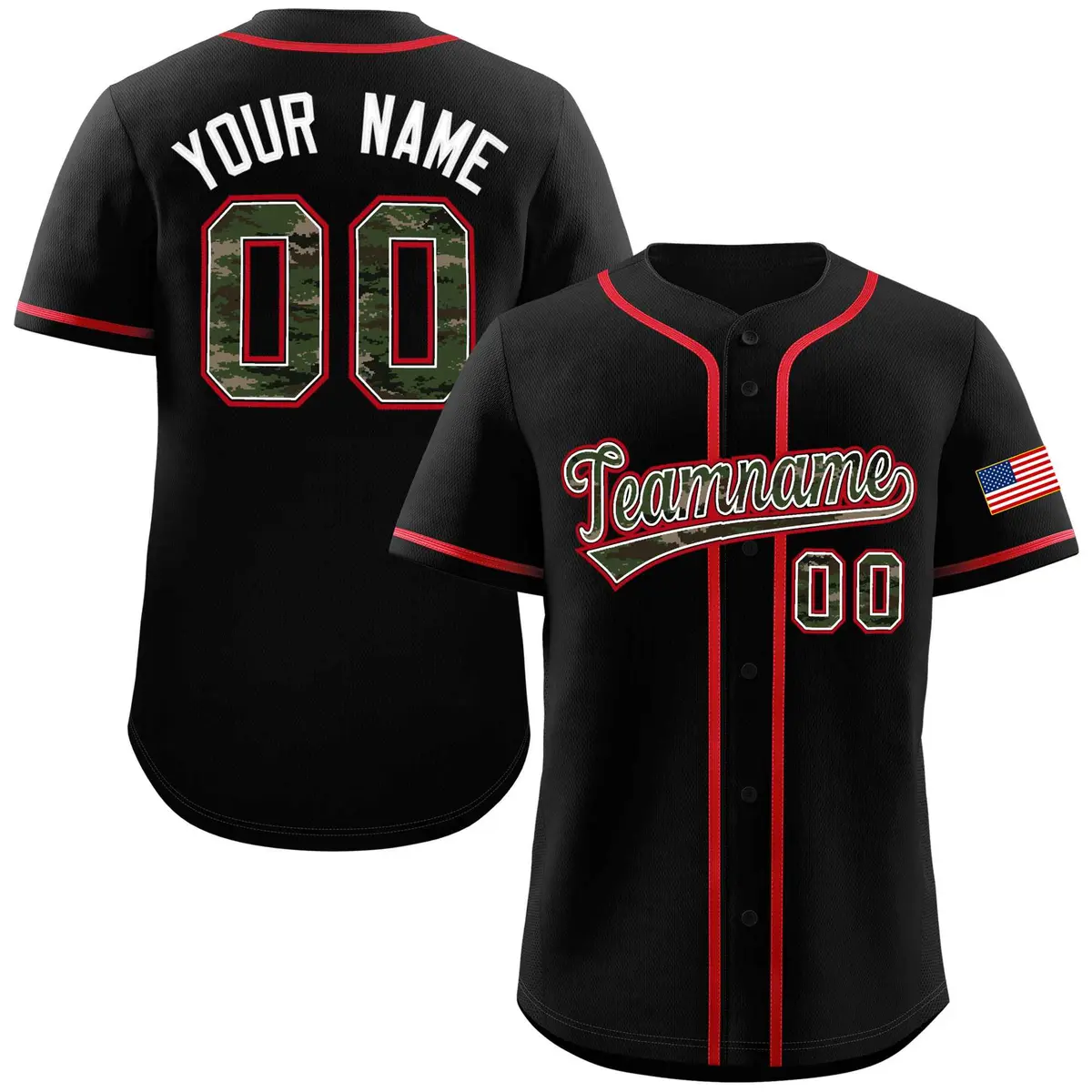 Black Camo Font Authentic Baseball Jersey