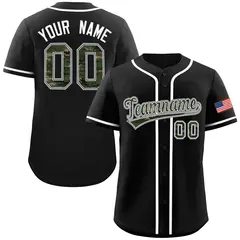 Black Camo Font Authentic Baseball Jersey