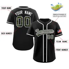 Black Camo Font Authentic Baseball Jersey 2