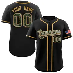 Black Camo Font Authentic Baseball Jersey