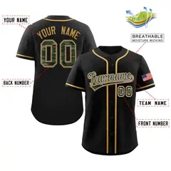Black Camo Font Authentic Baseball Jersey 2
