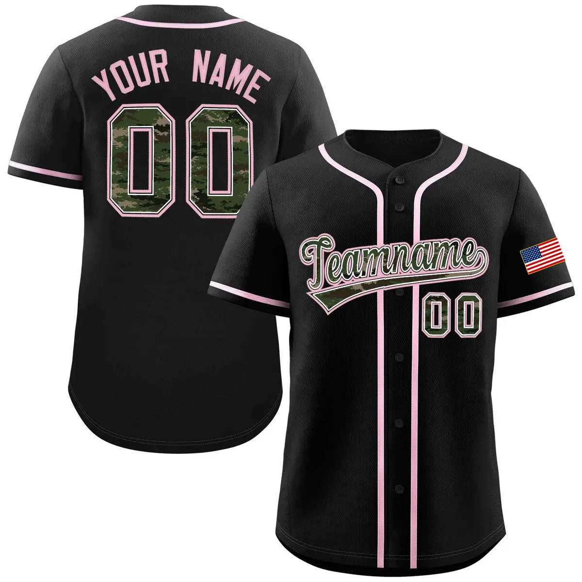 Black Camo Font Authentic Baseball Jersey