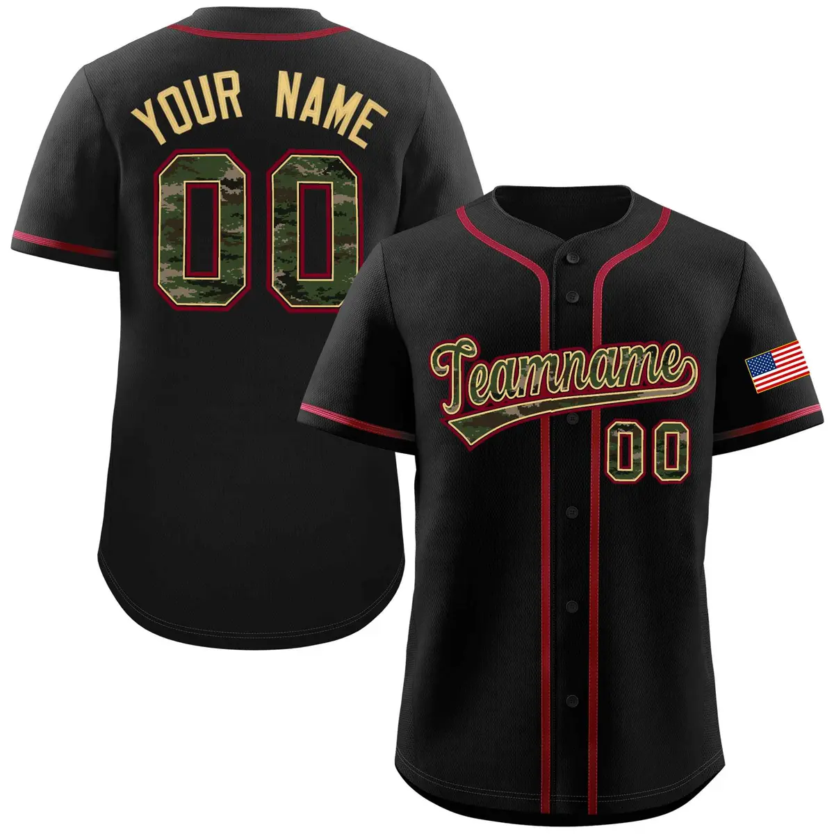 Black Camo Font Authentic Baseball Jersey