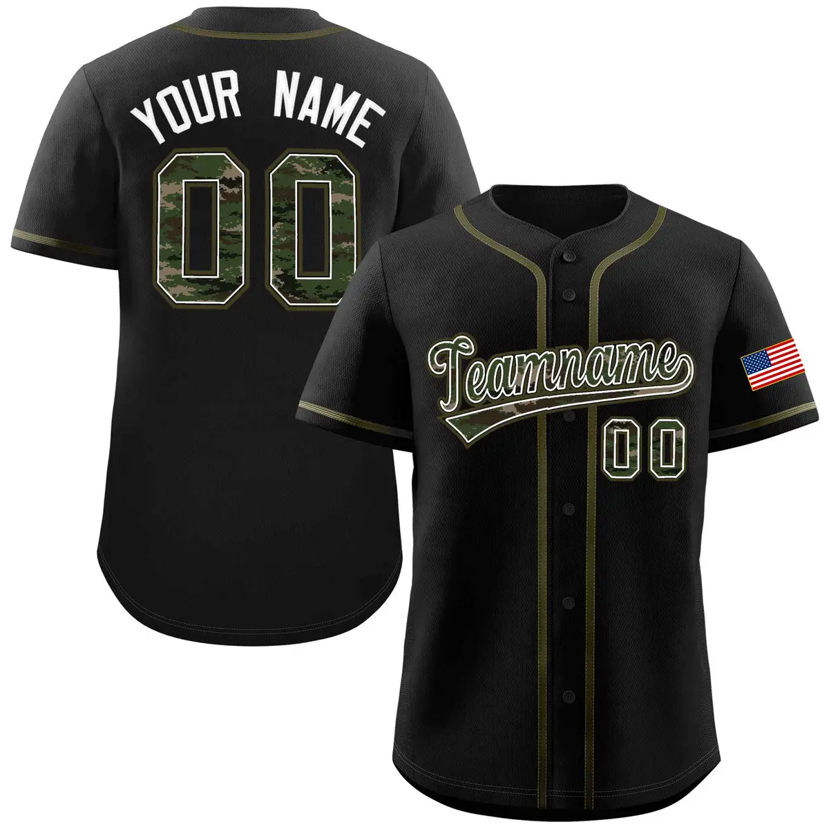 Black Camo Font Authentic Baseball Jersey