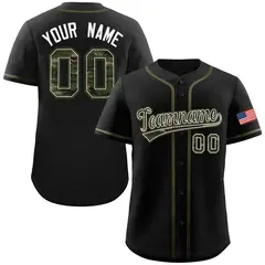 Black Camo Font Authentic Baseball Jersey 1