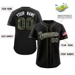 Black Camo Font Authentic Baseball Jersey 2