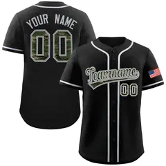 Black Camo Font Authentic Baseball Jersey 1