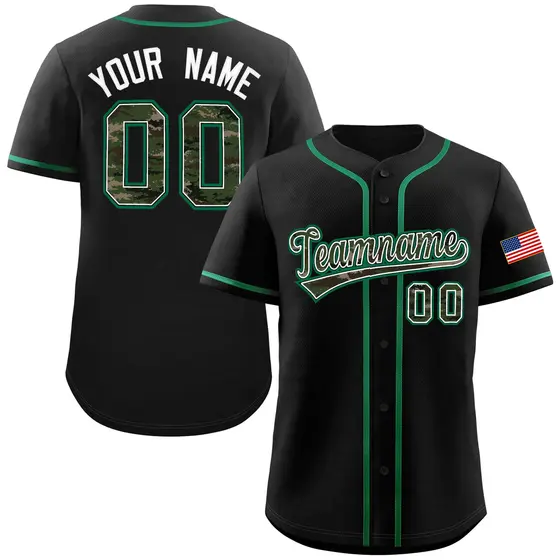 Black Camo Font Authentic Baseball Jersey