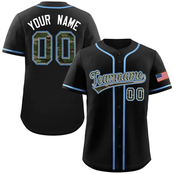 Black Camo Font Authentic Baseball Jersey