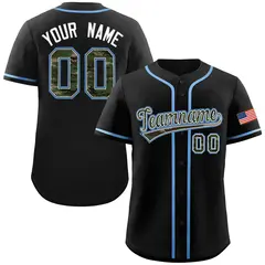 Black Camo Font Authentic Baseball Jersey 1