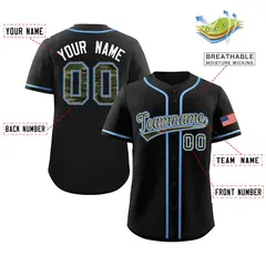 Black Camo Font Authentic Baseball Jersey 2