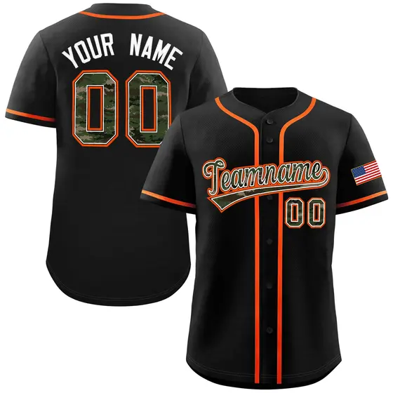 Black Camo Font Authentic Baseball Jersey