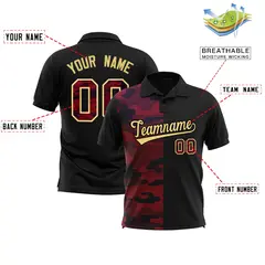 Black Camo Split Fashion Authentic Performance Polo Shirt 2