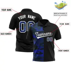 Black Camo Split Fashion Authentic Performance Polo Shirt 2