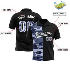 Black Camo Split Fashion Authentic Performance Polo Shirt 2