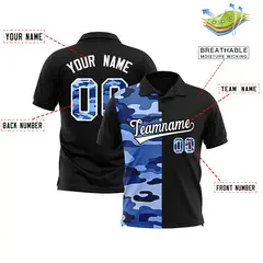 Black Camo Split Fashion Authentic Performance Polo Shirt 2