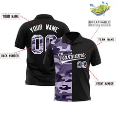 Black Camo Split Fashion Authentic Performance Polo Shirt 2