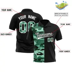 Black Camo Split Fashion Authentic Performance Polo Shirt 2