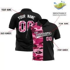 Black Camo Split Fashion Authentic Performance Polo Shirt 2