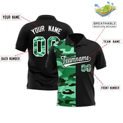 Black Camo Split Fashion Authentic Performance Polo Shirt 2