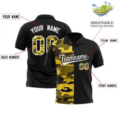 Black Camo Split Fashion Authentic Performance Polo Shirt 2