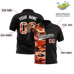 Black Camo Split Fashion Authentic Performance Polo Shirt 2