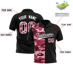 Black Camo Split Fashion Authentic Performance Polo Shirt 2