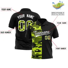 Black Camo Split Fashion Authentic Performance Polo Shirt 2