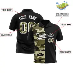 Black Camo Split Fashion Authentic Performance Polo Shirt 2