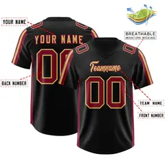 Black Cardinal and Old Gold Side Stripe Football Jersey 2