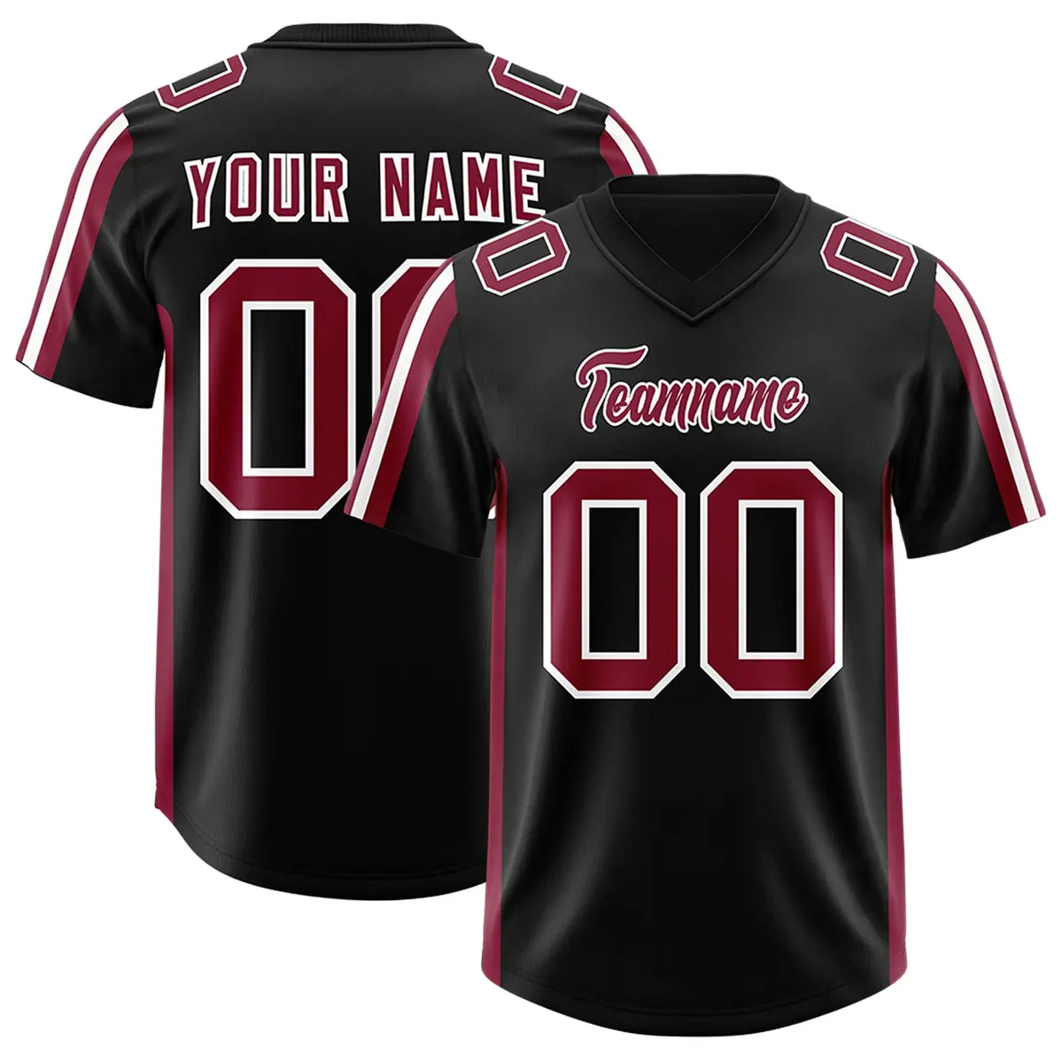 Black Cardinal and White Side Stripe Football Jersey