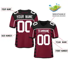 Black Cardinal Raglan Side Blocks Authentic Football Jersey 2