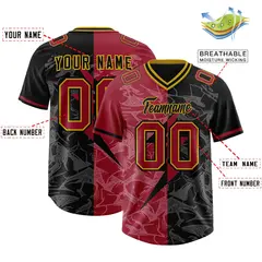 Black Cardinal Split Lightning Pattern Football Jersey 2