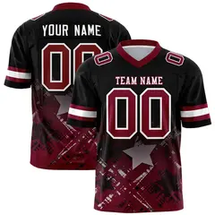 Black Cardinal Star Gradient Flag Football Jersey 1