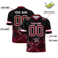 Black Cardinal Star Gradient Flag Football Jersey 2