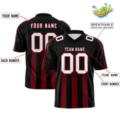 Black Cardinal Vertical Fine Stripe Gradient Football Jersey 2