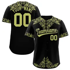 Black Champagne Baroque Style Baseball Jersey